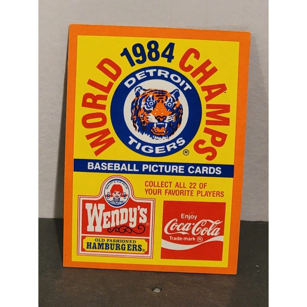 Vintage 1980s Topp's Wendy's Lot 9 Coca-Cola World Champs' 1984‎ Detroit Tigers